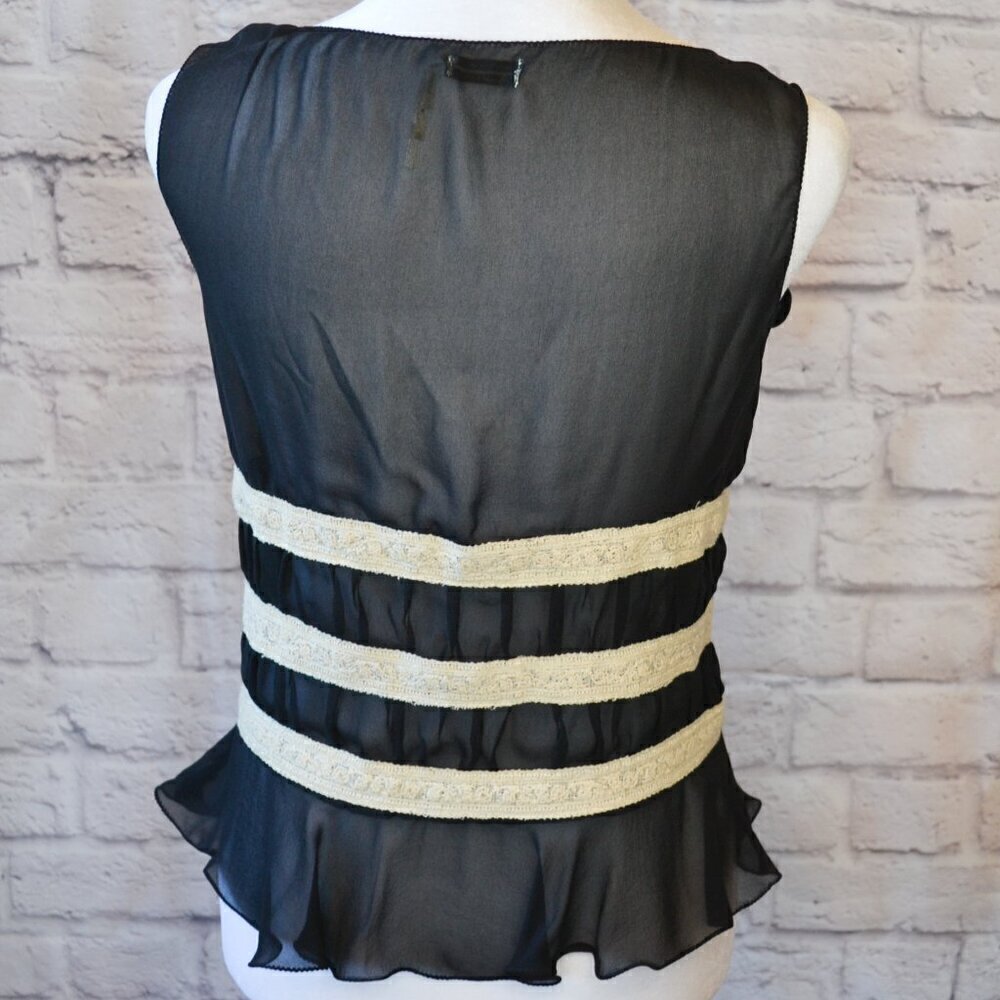 Max Studio Black Chiffon Peplum Lace Trim Sleeveless Top | Women's Size Small - Picture 9 of 10